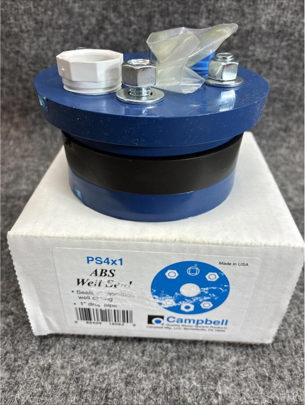 Campbell ABS Well Seal PS4X1 Seals 4" Well Casing 1" Drop Pipe NEW OPEN BOX
